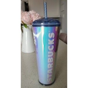 NEW! Starbucks Iridescent Hologram Dome Venti 24 oz Cold Cup Summer 2023 Tumblr